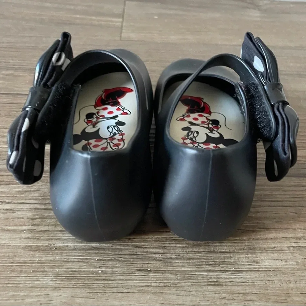 Mini melissa minnie mouse bow shoes black and white Sz7